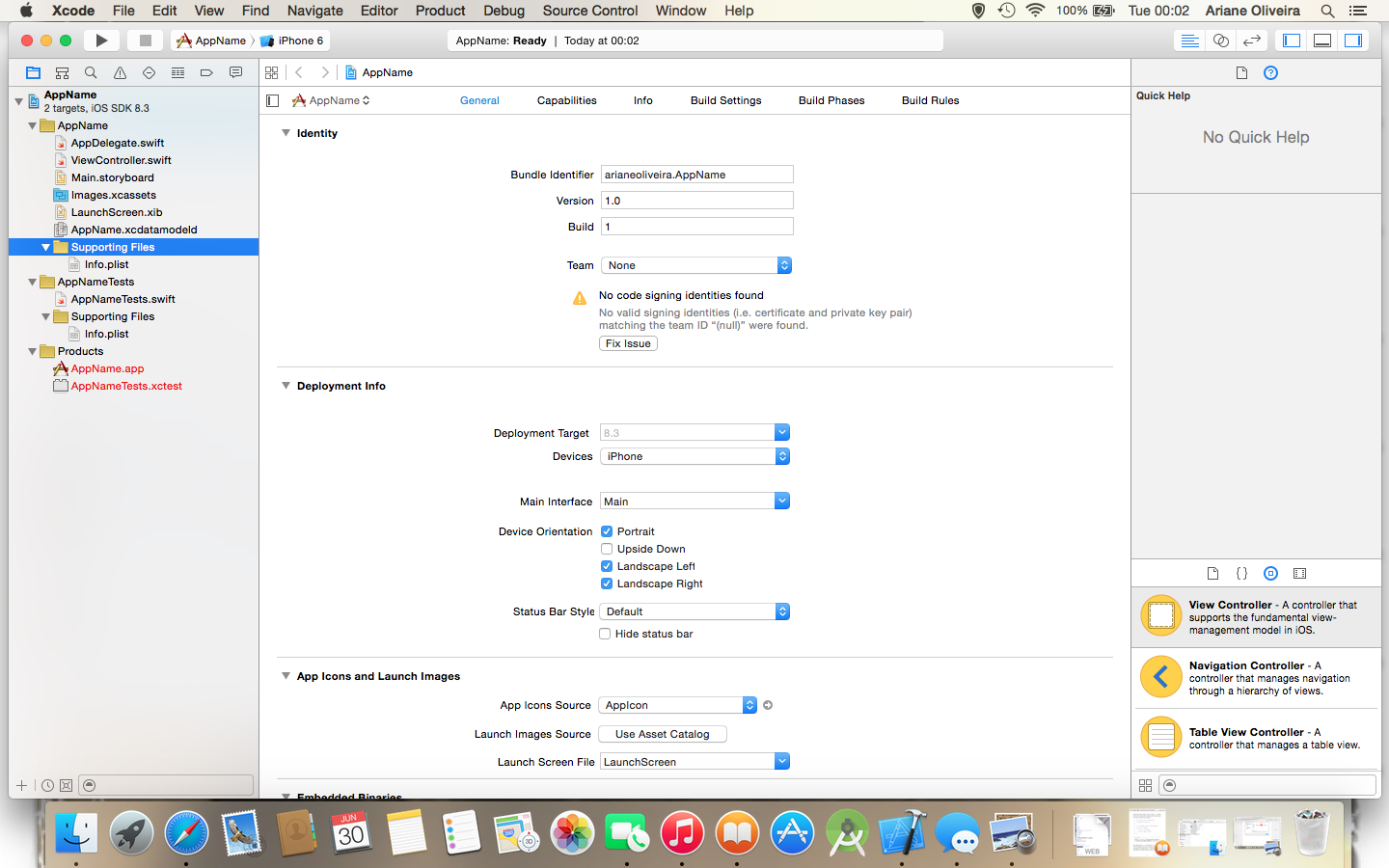 Xcode project created
