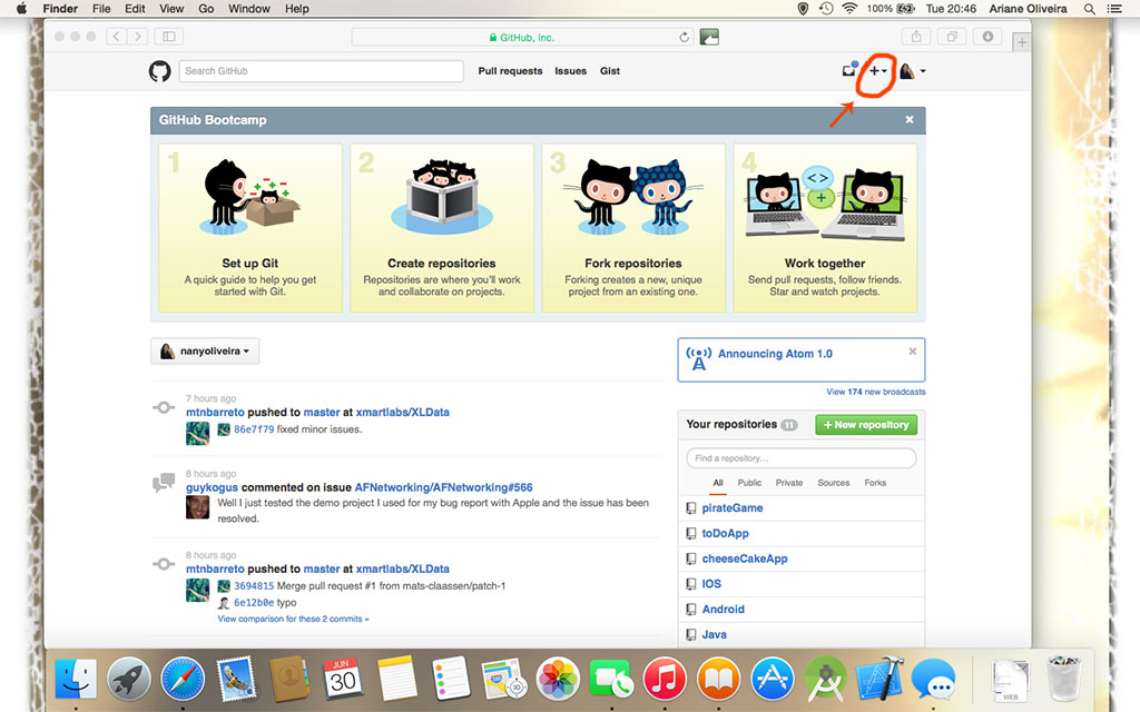 GitHub start page